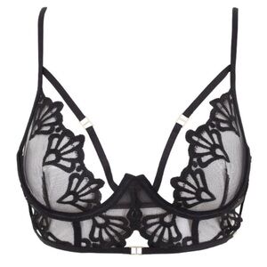 New! Bluebella delight semi-open cup Black Floral Mesh Bra 1826